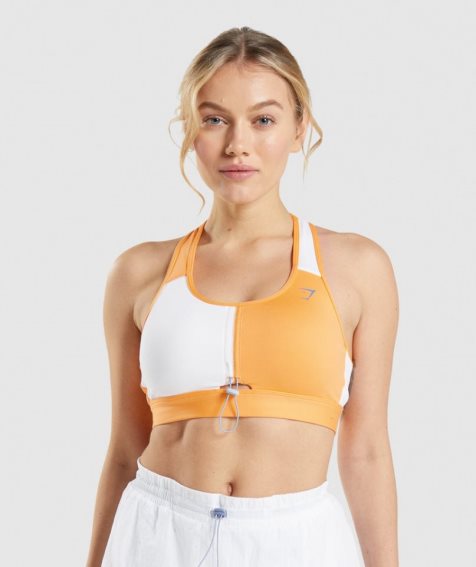 Women's Gymshark Pulse Sports Bra Orange / White | NZ 1CKBHV